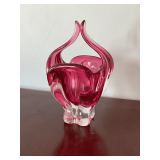 Art glass vase, 9" T.