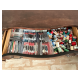 Large amount of sewing supplies, ribbon, bias tape, thread, embroidery thread