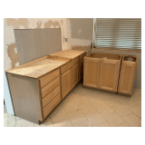 Coch-Seneca unfinished cabinets, 4-drawer cabinet 24" W, 2-door base cabinet 39" W, drawer and door 21" W ,