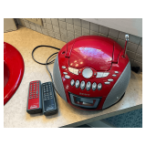 Sony radio/cassette portable,  Model CFD-E75, power strip