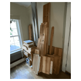 Assortment of cabinet doors, copper pipe, nails, screws, 1" x 12"s