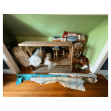 Closet full of sewing supplies, trim, fabric