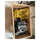 Extension cords, light duty and heavier one with a nick in insulation and taped