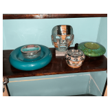 Glass tray, pottery bowl by Freeman McFarlin