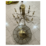 Brass and glass chandeliers