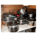 Revereware and other pots and pans, skillets, etc.