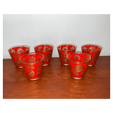 6 signed Red Paisley high ball glasses