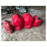 Gas cans (2) 5-gallon and (2) 2-gallon.