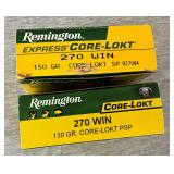 Remington 270 WIN 20 rounds 150 grain, 20 rounds 130 grain