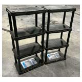 Pair of Blue Hawk 4-tier plastic shelving units