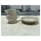 Longaberger pottery pitcher and pie plate