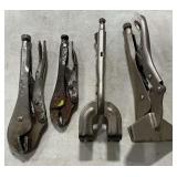 Vise grips and locking pliers.