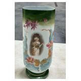 Hand painted glass pillow vase
