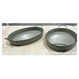 Pair of metal oval serving trays
