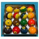 Set of billiard balls in box, Made in Belgium