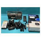 Electronics, cameras, binoculars, Sony radio, etc.