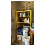 Wooden shelf and contents