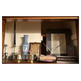 Decorative items, vases, candle holders, framed pictures