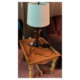 End table, lamp and desk clock