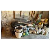 Tomato cages, grass seed, sprayers, garden chemicals