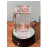 Laser etched glass Walt Disney World with revolving lighted base
