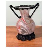 Two handled blown art glass vase