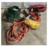 Assortment of extension cords and trouble lights