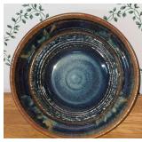 Artist signed pottery bowl, 9 1/2" W