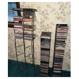 CD towers with assortment of CDs