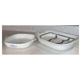 Corning ware casseroles and extra metal trivet.
