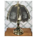 Touch lamp, etched glass panes, 22" T.