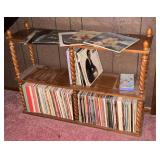 Shelf with assortment of vinyl records