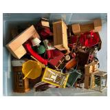 Doll house furniture, people, accessories
