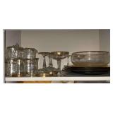 Gold rimmed stemware, bowl and gold chargers.