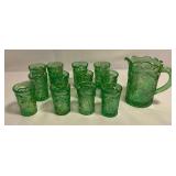 Carnival Glass miniature pitcher and glasses