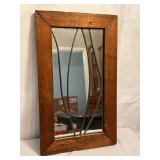 Framed mirror with lead accents, 9" x 15".