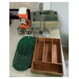 Paper towel holder, divided wooden box