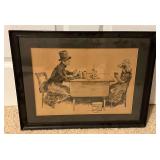 Antique lithograph framed artwork, Tom Pinch & His Sister,  19" x 15".