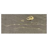 14K Gold Italy 585 broken necklace, pair of 585 earrings, 14K gold earrings