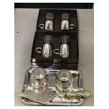 Silverplate glass mugs Federal Glass