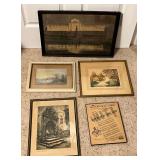 Artwork, some vintage up to 22" x 14" .