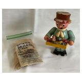 German wooden smoker, several paint chips, 5" T