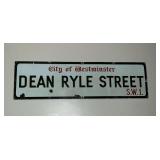 City of Westminster Dean Ryle Street metal sign