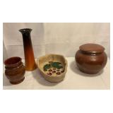 Pottery pieces, artist signed