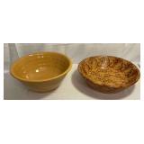 Yellow crock bowl and yellow spongeware bowl