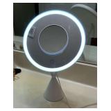 Lighted makeup mirror with detachable smaller mirror