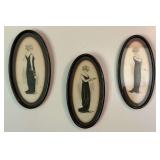 Set of 3 oval framed lady prints