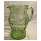 Green Depression Glass pitcher
