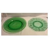 Pair of Green Depression Glass plates