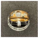 14K? Ring, no marks, but tests at 14K, size 8, missing center stones